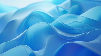 Fototapeta premium High-resolution image showcasing elegant waves of a smooth silk-like blue fabric