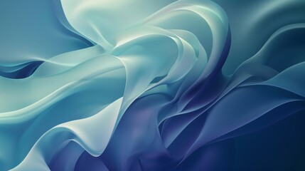 Obraz premium A digital art piece featuring flowing curves that resemble satin fabric in various shades of blue