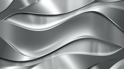 Smooth curving lines of metallic silver create an elegant abstract design with a sense of fluidity and movement