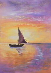 Naklejka premium beach scene at sunset