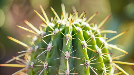 Detailed Close-Up of Prickly Cactus Plant AI Generated.