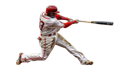 Baseball player with bat isolated on a transparent background, PNG, Ai