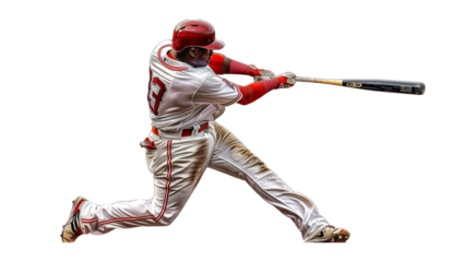 Baseball player with bat isolated on a transparent background, PNG, Ai