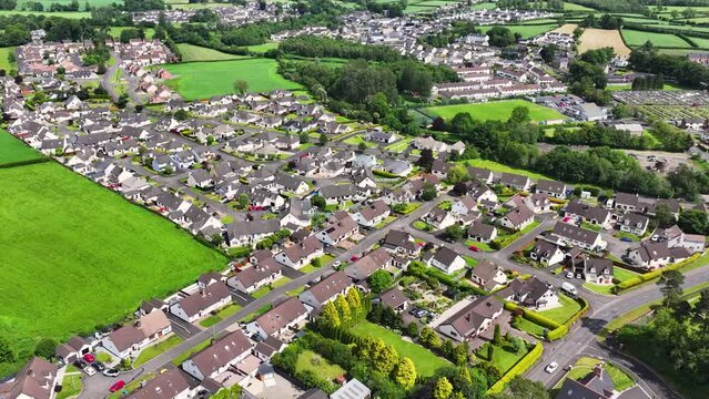 Aerial photo of Residential homes in Broughshane Ballymena County Antrim Northern Ireland