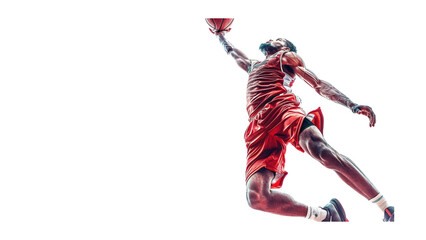 Basketball player with ball isolated on a transparent background, PNG, Ai