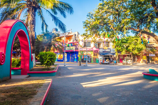 Sayulita, Nayarit Mexico, October 30 2023 park in the center of sayulita on a sunny day in nayarit