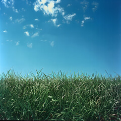 Fototapeta premium Green Grass and Blue Sky