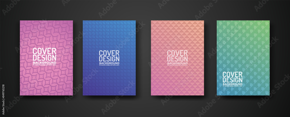 Poster set cover design template with modern geometric lines textured pattern and colorful dynamic gradatio