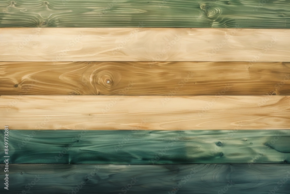 Aufkleber wooden planks are forming a rustic background with a distinct green and brown color scheme. the text