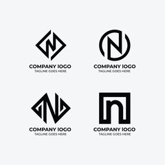 Naklejka premium N logo set flat design template collection