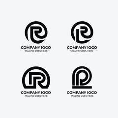 R logo set flat design template collection