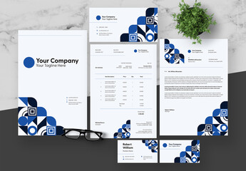 Blue And Grey Business Stationery - Powered by Adobe