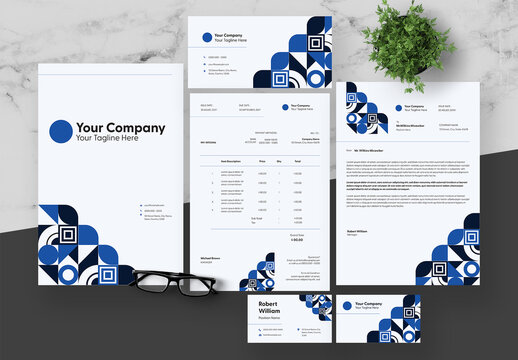Blue And Grey Business Stationery