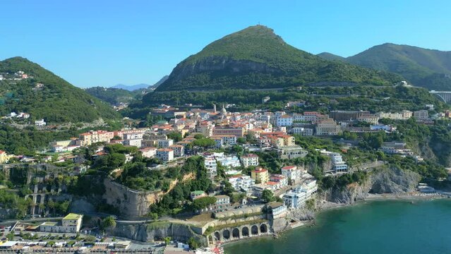 The Two Brothers, Symbol of Vietri sul Mare are the Two Brothers (Due Fratelli), two large rocks. Vietri sul Mare, Salerno, Italy. Vietri sul mare beautiful view of beaches, Amalfi Coast