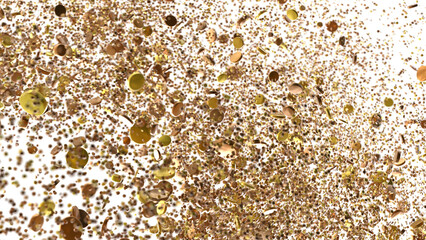 Enchanting Delight: Spectacular 3D Illustration Showcasing Enchanting gold Confetti
