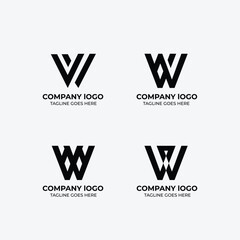 W logo set flat design template collection