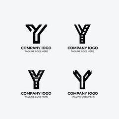 Y logo set flat design template collection