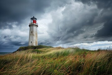 historic lighthouse standing at seashore