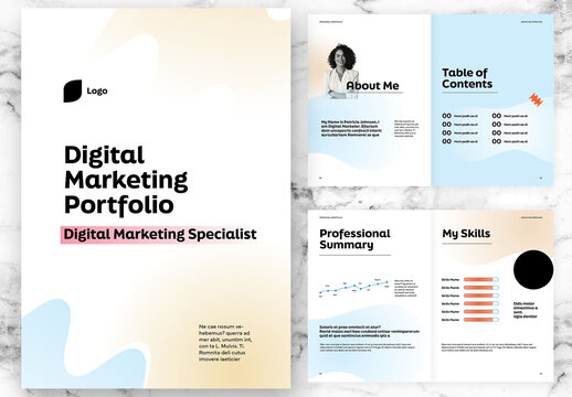 Blue And Peach Marketing Portfolio