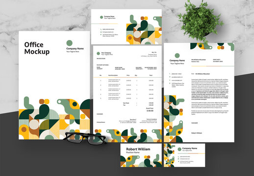 Green Geometric Company Stationery
