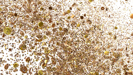 Enchanting Delight: Spectacular 3D Illustration Showcasing Enchanting gold Confetti