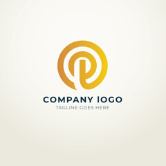 P logo flat design modern royal concept 