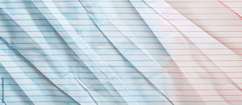 Poster crumpled blue and red lined paper creating abstract background texture, versatile for various projec