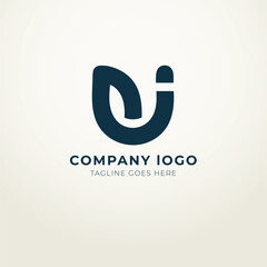 U logo flat design modern royal concept 