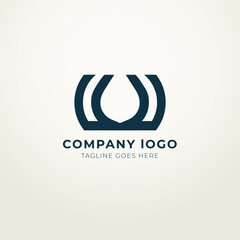 U logo flat design modern royal concept 