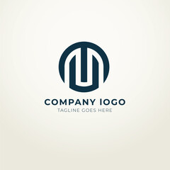 U logo flat design modern royal concept 