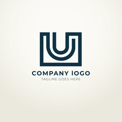 U logo flat design modern royal concept 