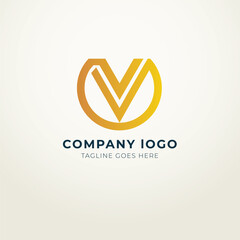 V logo flat design modern royal concept 