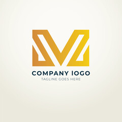 V and m logo flat design modern royal concept 