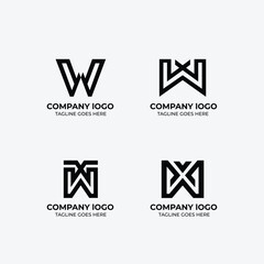 W logo flat design set