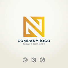 N logo flat design modern royal concept 