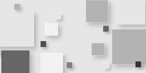 Abstract seamless modern white and gray color technology concept geometric line vector. Geometric abstract background with paper squares in bright light with soft shadows as pattern, top view.