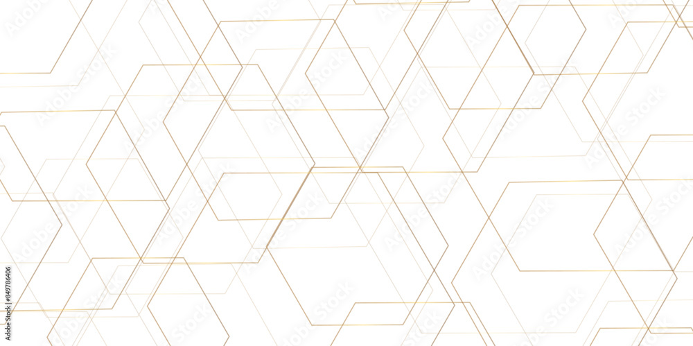 Wall mural abstract minimal geometric white and gold light background design. vector illustration of hexagons p