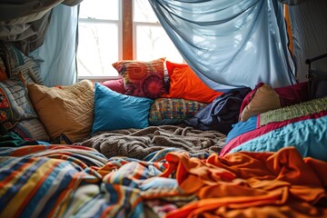 children play pillow and blanket