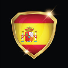 Spain Flag Golden Shield Logo
