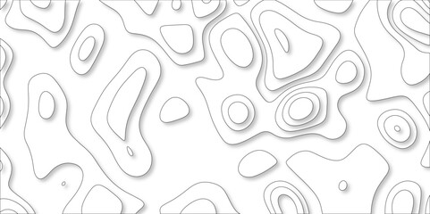 Abstract wavy line 3d paper cut white background with shadows. Abstract realistic papercut decoration textured with wavy layers. Topographic contour lines vector map seamless pattern vector.
