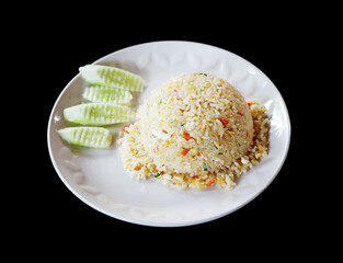 Crab fried rice on a black background
