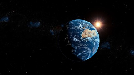 Obraz premium A close up of the Earth with the sun shining on it