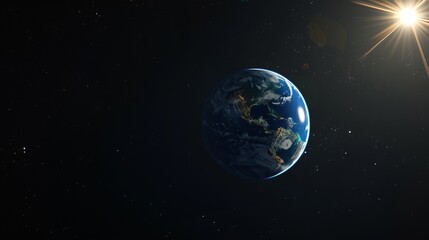 Obraz premium A close up of the Earth with the sun shining on it