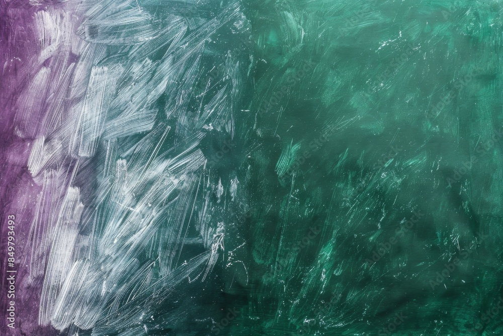 Aufkleber empty chalkboard surface in green and purple showing chalk writing texture with copy space for addin