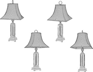 Vector illustration sketch of classic ethnic vintage bedroom lamp design