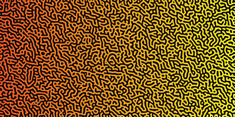 Abstract truing organic wallpaper Turing reaction diffusion monochrome seamless pattern with chaotic motion. Generative algorithm psychedelic background. Reaction-diffusion or truing pattern formation