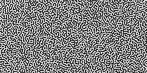 Abstract truing organic wallpaper Turing reaction diffusion monochrome seamless pattern with chaotic motion. Generative algorithm psychedelic background. Reaction-diffusion or truing pattern formation