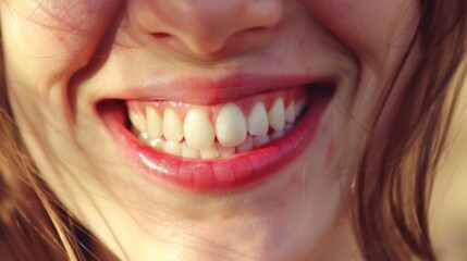 Fototapeta premium Sunlit joyous expression of a girl with a healthy set of teeth