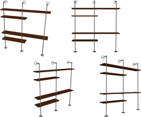 Vector illustration sketch of detailed design of modern minimalist bookcase furniture to decorate shop windows 