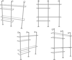 Vector illustration sketch of detailed design of modern minimalist bookcase furniture to decorate shop windows